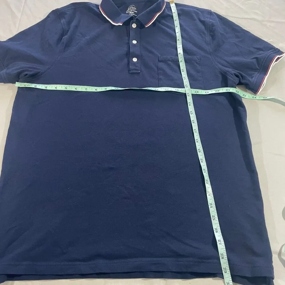 J Crew Stretch Pique Knit Goods Polo Shirt Blue Preppy Pocket Cotton Men Sz XLT